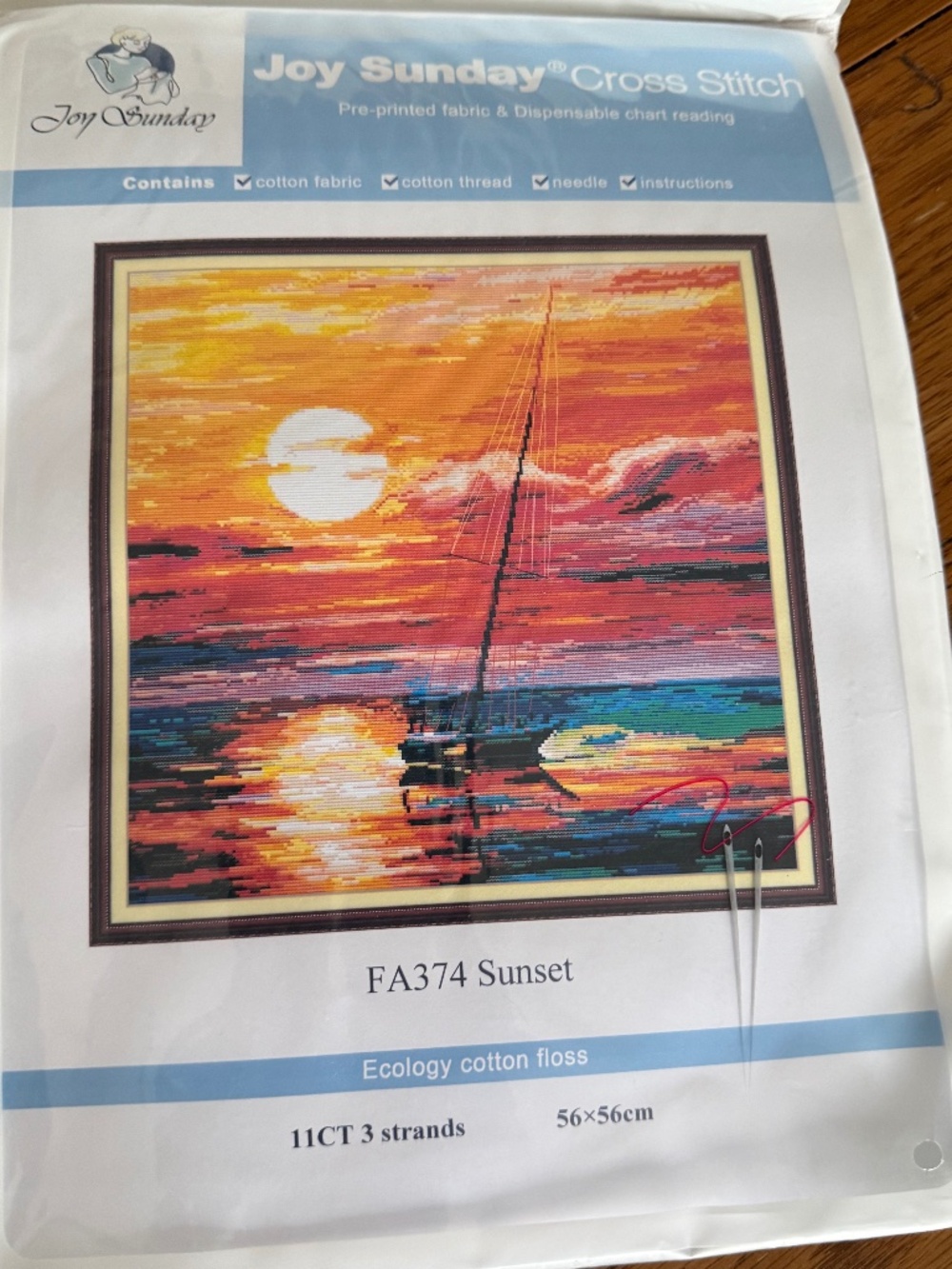Sunset Joy Sunday Pre-Printed Cross Stitch Kit 11ct Aida - NEW